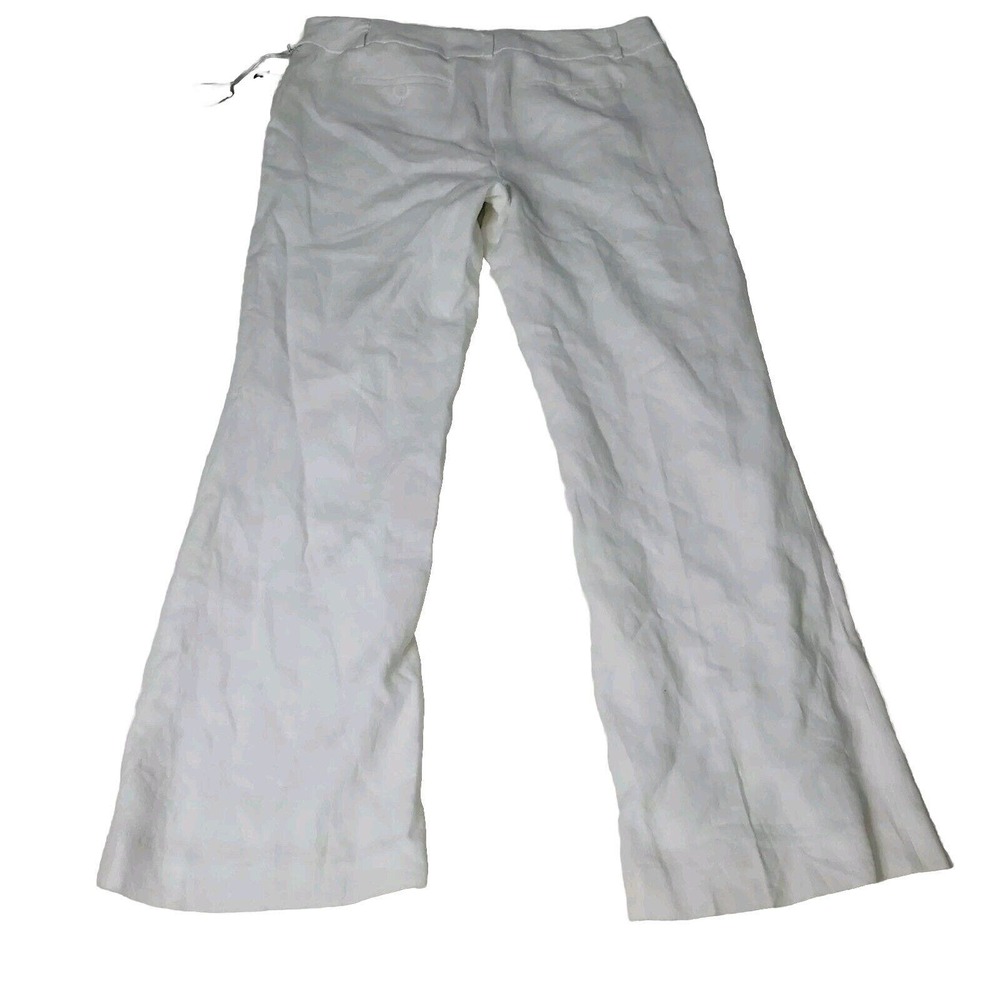 Madison Pants Womens Sz 12 - 36W x 30L White Boating Linen Beach Summer Cottage - Picture 2 of 16
